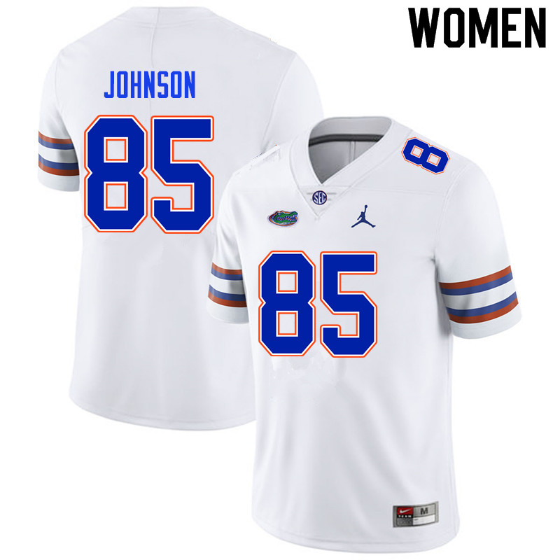 Women #85 Kevin Johnson Florida Gators College Football Jerseys Sale-White - Click Image to Close